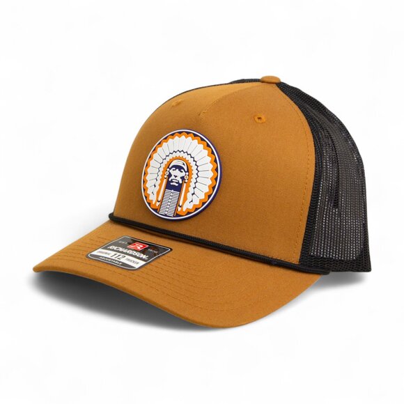 Illinois Fighting Illini Chief Illiniwek 3D Snapback Trucker Rope Hat- Carmel/ B - Picture 1 of 3